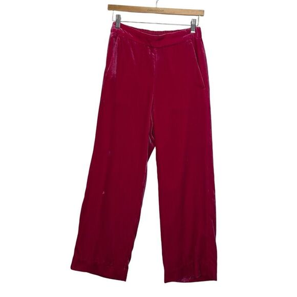 J Crew sz 0 Velvet Bright Berry Pink Pull On Peyton Pant High Rise Waist Trouser - Picture 3 of 14